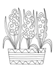 Flowers In Pot Spring Coloring Template