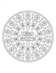 Free Download PDF Books, Hello Mandala for Kids Spring Coloring Template