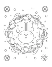 Tulip Wreath Flowers Eggs Spring Coloring Template