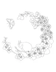 Wreath Bird New Buds Spring Coloring Template