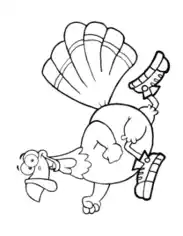 Free Download PDF Books, Turkey Cartoon Running Shoes Coloring Template