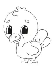 Free Download PDF Books, Turkey Cute Cartoon Baby Turkey Coloring Template