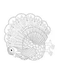 Turkey Detailed Patterned Turkey For Adults To Color Coloring Template