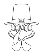 Free Download PDF Books, Turkey Head Wearing Hat Coloring Template