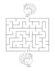 Free Download PDF Books, Turkey Maze To Color Coloring Template