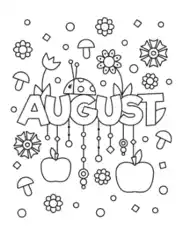 Free Download PDF Books, August For Kids Summer Coloring Template