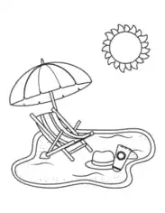 Free Download PDF Books, Beach Chair Umbrella Summer Coloring Template