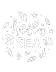 Free Download PDF Books, Hello Sea Shells Summer Coloring Template
