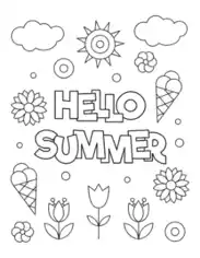 Free Download PDF Books, Hello Summer Summer Coloring Template