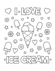 Free Download PDF Books, I Love Icecream Summer Coloring Template