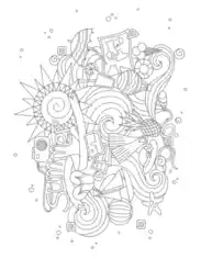 Sun Waves Icons Doodle Summer Coloring Template