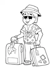 Travel Vacation Suitcases Summer Coloring Template