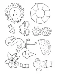 Free Download PDF Books, Watermelon Flamingo Tropical Summer Coloring Template
