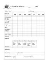 Sample Cleaning Schedule 2015 Template