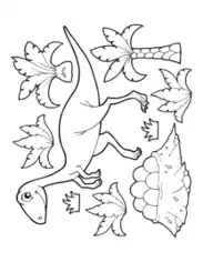 Free Download PDF Books, Cartoon Dinosaur Nest Of Eggs Dinosaur Coloring Template