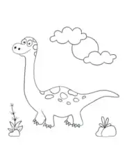 Free Download PDF Books, Cute Dino Sunny Day For Preschoolers Dinosaur Coloring Template