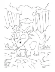 Free Download PDF Books, Styracosaurus With Eggs Dinosaur Coloring Template