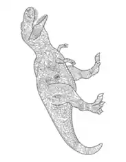 Tyrannosaurus Doodle For Adults Dinosaur Coloring Template