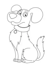 Free Download PDF Books, Cute Cartoon Dog With Collar Dog Coloring Template