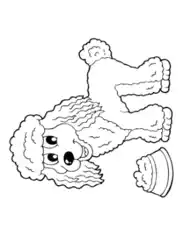 Free Download PDF Books, Cute Cartoon Poodle Dog Coloring Template