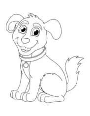 Free Download PDF Books, Cute Cartoon Puppy Sitting With Collar Dog Coloring Template