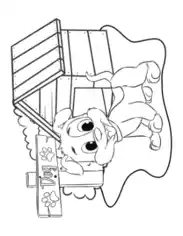 Free Download PDF Books, Cute Puppy Outside Kennel Dog Coloring Template