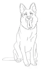 Free Download PDF Books, German Shepherd Smiling Outline Dog Coloring Template