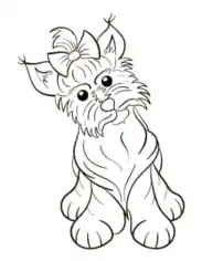Free Download PDF Books, Yorkshire Terrier Cute With Bow Dog Coloring Template