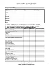Free Download PDF Books, Restaurant Pre Opening Checklist Template