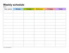 Free Download PDF Books, Blank Daily Weekly Work Schedule Template