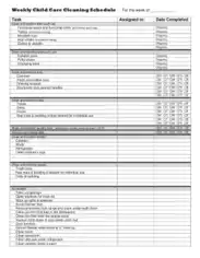 Weekly Child Care Cleaning Schedule Template