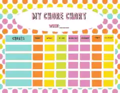 Weekly Chore Scheule For Kids Template
