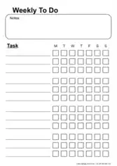 Weekly Task Schedule With Notes Template