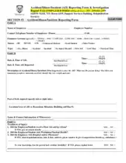 Accident Illness Incident Report Form and Invetigation Template
