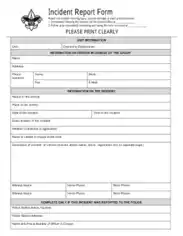 Damage Incident Reporting Form Template