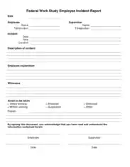 Federal Work Employee Incident Report Template