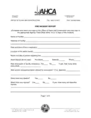 Fire Incident Report Sample Template