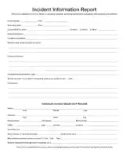Incident Information Report Form Template