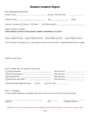 Student Incident Report Form Template