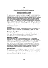 Workplace Bullying Employee Incident Report Template
