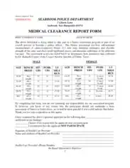 Medical Clearance Report Form Template