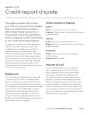 Sample Credit Report Dispute Letter Template