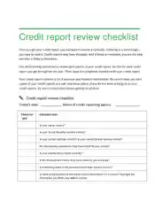 Sample Credit Report Review Checklist Template