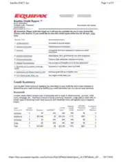 Sample Equifax Credit Report Template