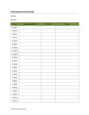 Daily Appointment Calendar Schedule Template