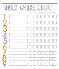 Daily Chore Scheule For Kids Template