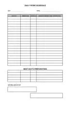 Free Download PDF Books, Daily Work Schedule Template
