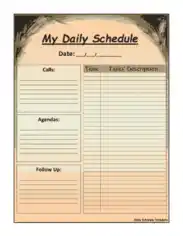 Free Download PDF Books, My Daily Schedule Template