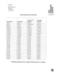 Employee Hourly Pay Schedule Template