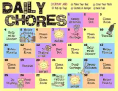 Monthly Chores Schedule For Kids Template